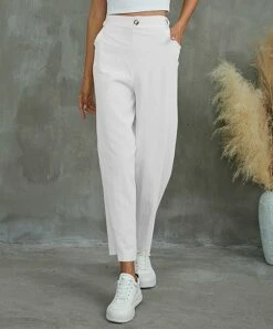 Budget 😉 UDEAR White Pocket Elastic-Waist Straight-Leg Pants - Plus ⭐