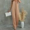 New 😀 UDEAR Khaki Pocket Sleeveless Wide-Leg Jumpsuit - 👩 Women ⌛