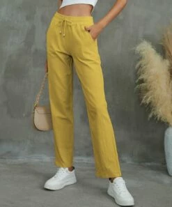 Best deal 🎉 UDEAR Yellow Pocket Drawstring High-Waist Pants - Plus 💯