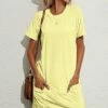 Discount 🔥 UDEAR Heather Yellow Pocket T-Shirt 👗 Dress - 👩 Women 🔥