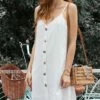 Top 10 ❤️ UDEAR White Front-Button V-Neck 👗 Dress - Plus 🔔