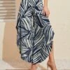 Discount 🥰 UDEAR Navy & White Abstract Stripe Side-Slit Palazzo Pants - 👩 Women 🥰