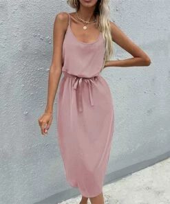Best Sale 😉 UDEAR Light Pink Tie-Waist Sleeveless Blouson 👗 Dress - Plus ⌛