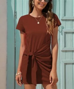 Wholesale 🔔 UDEAR Rust Red Tie-Waist A-Line 👗 Dress 💯