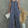 Outlet 😀 UDEAR Blue & White Stripe Sleeveless Jumpsuit - 👩 Women 👏