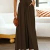 Outlet ⭐ UDEAR Dark Coffee Drawstring-Waist Pocket Wide-Leg Pants - 👩 Women 🥰