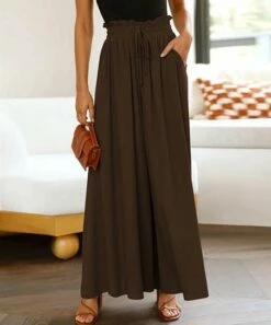 Outlet ⭐ UDEAR Dark Coffee Drawstring-Waist Pocket Wide-Leg Pants - 👩 Women 🥰