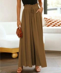 Budget 🥰 UDEAR Earth Yellow Drawstring-Waist Pocket Wide-Leg Pants - 👩 Women ✔️