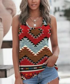 Wholesale ✨ UDEAR Black & Red Geometric Tank - 👩 Women 🥰