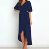 Discount 🧨 UDEAR Navy Tulip-Hem Wrap 👗 Dress - 👩 Women 😀