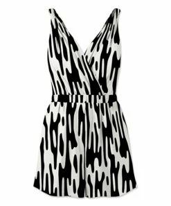 Discount ๐ UDEAR Black & White Abstract Sleeveless Romper - ๐ฉ Women โ