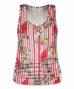 Cheap ⭐ UDEAR Red & White Stripe Round-Neck Tank - 👩 Women 🎁