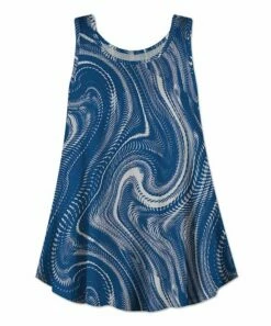 Cheap ⌛ UDEAR Blue & White Abstract Wave Scoop Neck Tank - Plus 🛒