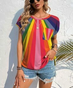 Promo 🎁 UDEAR Yellow & Green Stripe Pocket Crewneck Tee - 👩 Women 😉