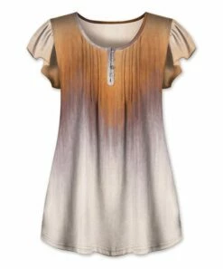 Cheap 😍 UDEAR Light Coffee & Orange Ombre Flutter-Sleeve Top - Plus ✔️