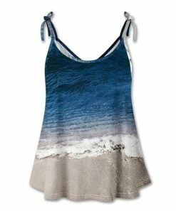 Wholesale ✨ UDEAR Blue & White Beach Tie-Strap Tank - 👩 Women ⌛