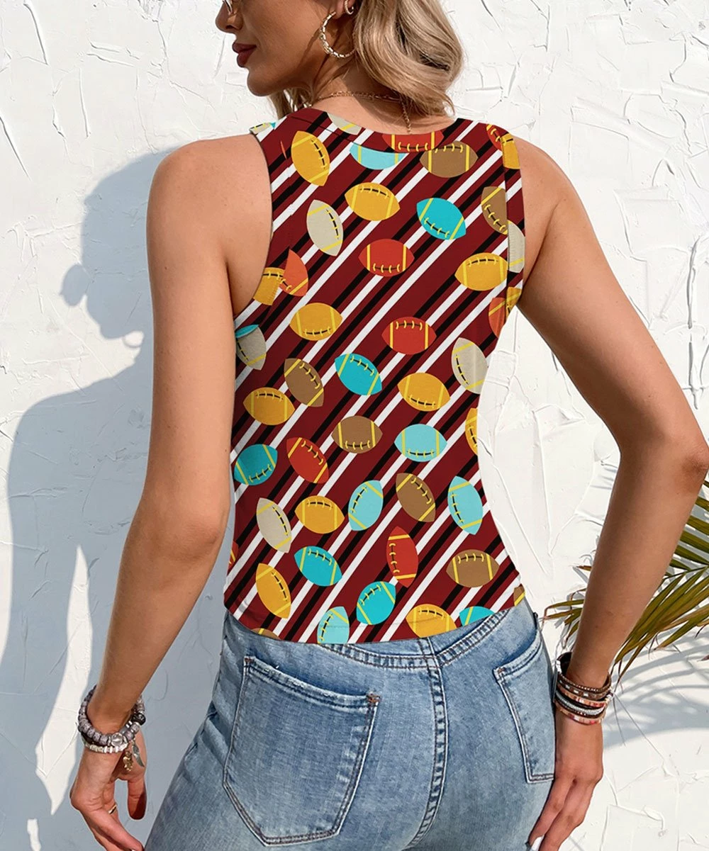 Cheap 👏 UDEAR White & Red Stripe Football Sleeveless Tank - Plus 😍 - Image 2