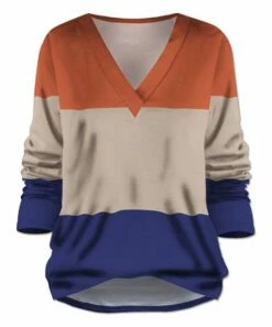 Deals โ UDEAR Orange & Navy Color Block V-Neck Top - Plus โค๏ธ