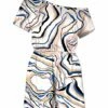 Cheapest 🔔 UDEAR Blue & White Abstract Asymmetrical Romper - 👩 Women ❤️