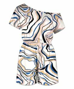 Cheapest ๐ UDEAR Blue & White Abstract Asymmetrical Romper - ๐ฉ Women โค๏ธ