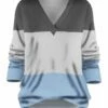 Cheapest 🎁 UDEAR Light Gray & Dark Gray Color Block V-Neck Top - 👩 Women & Plus 👏