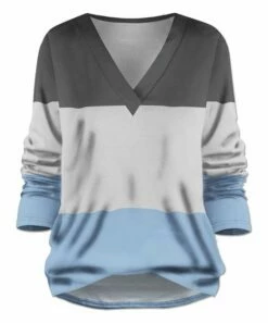 Cheapest ๐ UDEAR Light Gray & Dark Gray Color Block V-Neck Top - ๐ฉ Women & Plus ๐