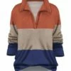 Discount 🌟 UDEAR Orange & Navy Color Block Collared Long-Sleeve Notch Neck Top - Plus 😍