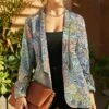 Coupon 🔥 UDEAR Yellow & Pink Abstract Floral Shawl-Collar Open Blazer - Plus 🔥