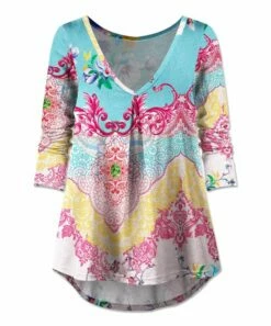 Flash Sale 🥰 UDEAR Rose Red & Yellow Floral Pleated V-Neck Top - Plus ✔️