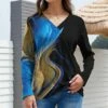 Hot Sale 👍 UDEAR Blue & Black Abstract V-Neck Top - 👩 Women & Plus 🧨