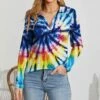 Flash Sale 🔥 UDEAR Yellow & Blue Tie-Dye Notch Neck Top - 👩 Women 👏