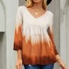 Promo 😍 UDEAR Orange & Cream Ombré V-Neck Top - Plus 😍
