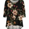 Buy 😀 UDEAR Black & Green Floral Hi-Low Top - Plus 👍