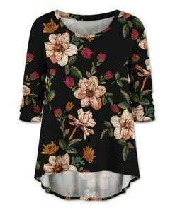 Buy 😀 UDEAR Black & Green Floral Hi-Low Top - Plus 👍