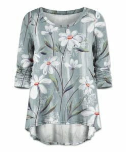 Buy ❤️ UDEAR White & Gray Green Floral Hi-Low Top - Plus 🛒