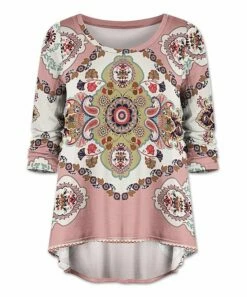 Buy 😀 UDEAR Red & Pink Paisley Hi-Low Top - 👩 Women 🔔