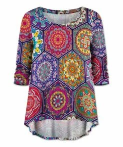 Flash Sale 🔔 UDEAR Purple & Yellow Arabesque Hi-Low Top - 👩 Women 😀