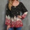 Deals 😍 UDEAR Red & Black House Snowflake Long-Sleeve Top - 👩 Women 🎉