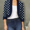 Best Pirce ✨ UDEAR White & Navy Polka Dot Open Blazer - 👩 Women 👏