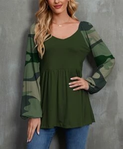 Best reviews of ✔️ UDEAR Dark Army Green Camo Blouson Top - Plus 🎉