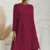 Best Sale 👏 UDEAR Burgundy Tiered Shift 👗 Dress - 👩 Women & Plus ⭐