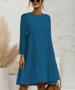 Coupon 🔔 UDEAR Teal Tiered Shift 👗 Dress - 👩 Women 👏