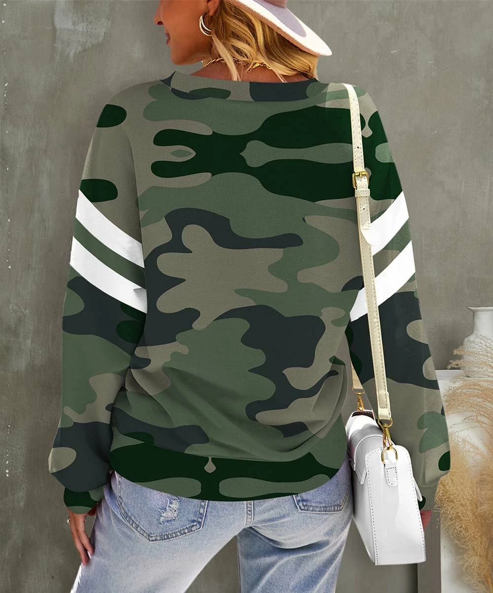 Flash Sale ๐ UDEAR Green Camo Stripe Long-Sleeve Round-Neck Top - ๐ฉ Women ๐ - Image 2