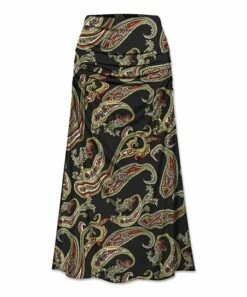 Discount 🧨 UDEAR Red & Black Paisley Maxi 👗 Skirt - 👩 Women 🎁