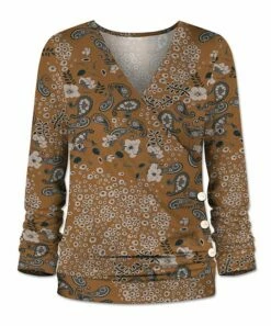 Discount 🔔 UDEAR Coffee & Yellow Paisley Surplice Top - Plus 🤩