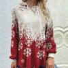 Flash Sale ✔️ UDEAR Red & Cream Snowflake Peplum Hoodie - Plus 🔔
