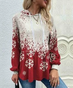 Flash Sale ✔️ UDEAR Red & Cream Snowflake Peplum Hoodie - Plus 🔔