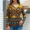 Buy ⌛ UDEAR Yellow & Black Geometric V-Neck Long-Sleeve Top - 👩 Women 👍