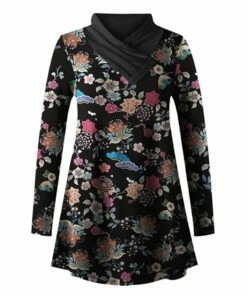 Outlet 🎁 UDEAR Blue & Black Floral Mock Neck Top - 👩 Women 🥰