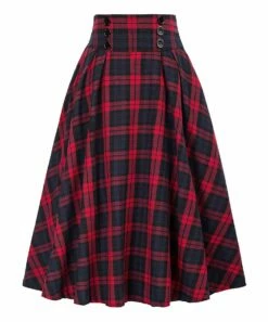 Best reviews of 🔔 UDEAR Red & Navy Plaid Maxi 👗 Skirt - 👩 Women & Plus 🔔